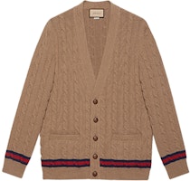 Gucci Brown Cable Knit Cashmere Jumper with Stripes 673487-XKB2N-8011 Gucci Brown Cable Knit Cashmere Jumper with Stripes 673487-XKB2N-8011