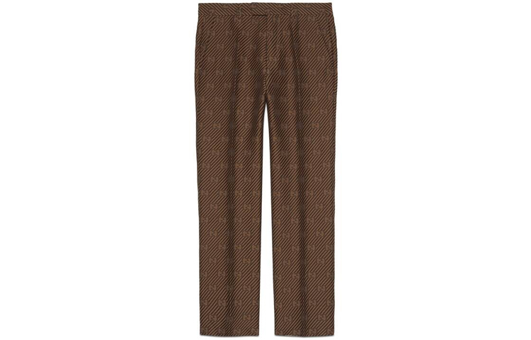 Gucci Brown Cargo Pants with Logo Stripe and Allover Print 630062-ZAEAK-2118