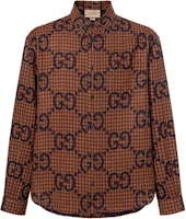 Gucci Brown Checkered Pattern Long-Sleeve Button-Up Shirt 756842-ZAOBM-6253 Gucci Brown Checkered Pattern Long-Sleeve Button-Up Shirt 756842-ZAOBM-6253