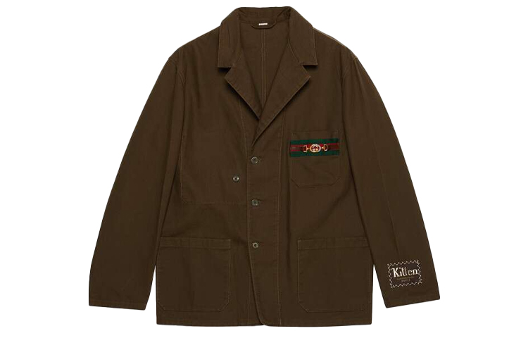 Gucci Brown Cotton Blazer with Cardboard Tag Detail 611792-XDA3Y-2002