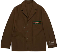 Gucci Brown Cotton Blazer with Cardboard Tag Detail 611792-XDA3Y-2002 Gucci Brown Cotton Blazer with Cardboard Tag Detail 611792-XDA3Y-2002