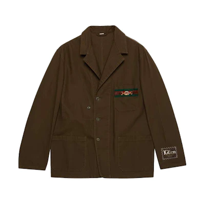 Gucci Brown Cotton Blazer with Cardboard Tag Detail 611792-XDA3Y-2002