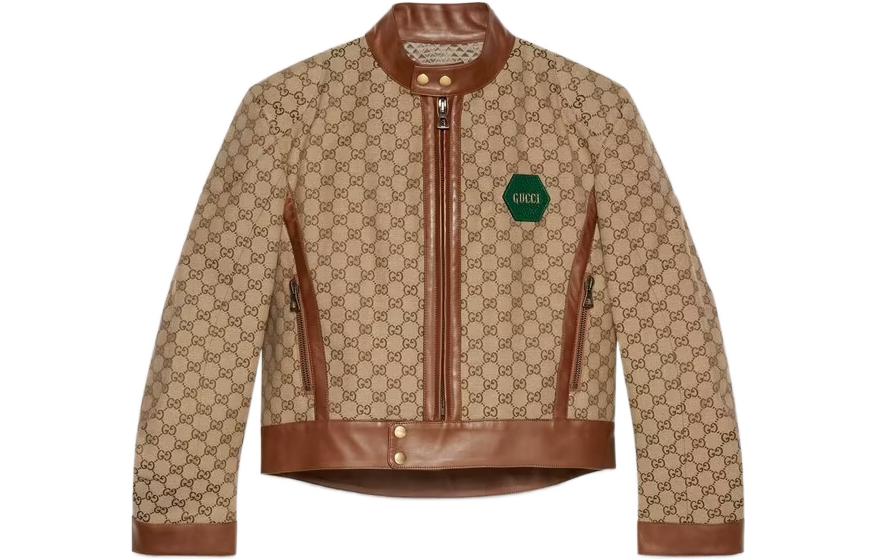 Gucci Brown Logo Print Zip-Up Jacket 676489-Z8ATV-2190
