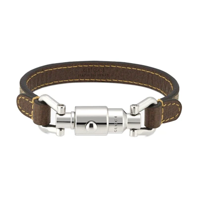 GUCCI Brown Metal Bracelet with Engraved Logo for Men. 759957-IAADV-8489