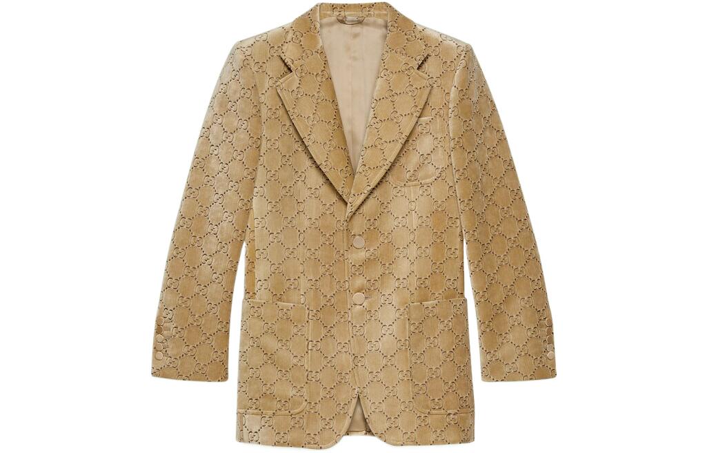 Gucci Brown Monogram Print Jacket with Collar 694779-Z402L-9702