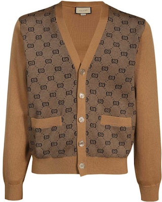 Gucci Brown Patterned V-Neck Button-Up Sweater SS23 Collection 716148-XKCLO-2668 Buy Gucci Brown Patterned V-Neck Button-Up Sweater SS23 Collection 716148-XKCLO-2668