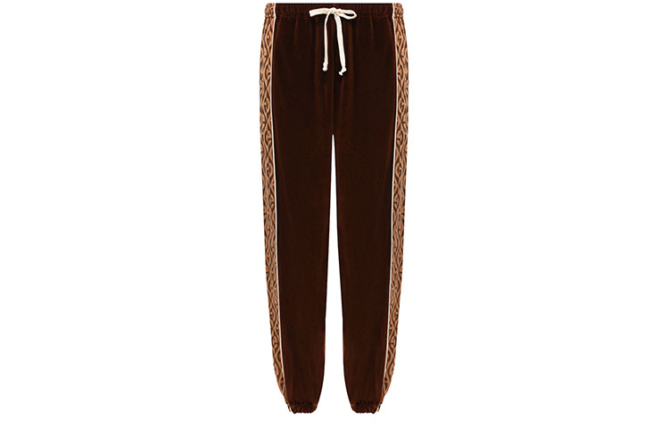 Gucci Brown Velvet Drawstring Jogger Knit Pants 595527-XJBTB-2044