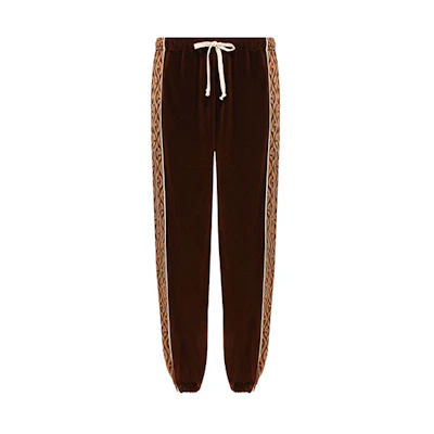 Gucci Brown Velvet Drawstring Jogger Knit Pants 595527-XJBTB-2044