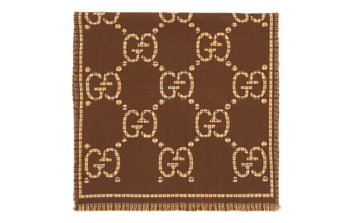GUCCI Brown Wool Knit Scarf Unisex Couple Style Luxury European Design 660025-4G386-2579 圖 5