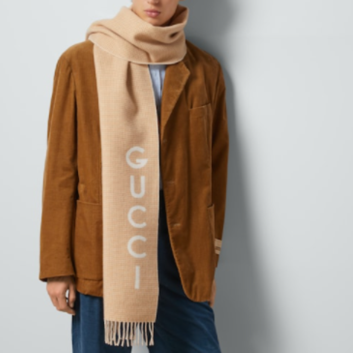 GUCCI Brown Wool Tassel Scarf with Logo Decor for Men and Women. 764268-3GB02-9878 圖 4