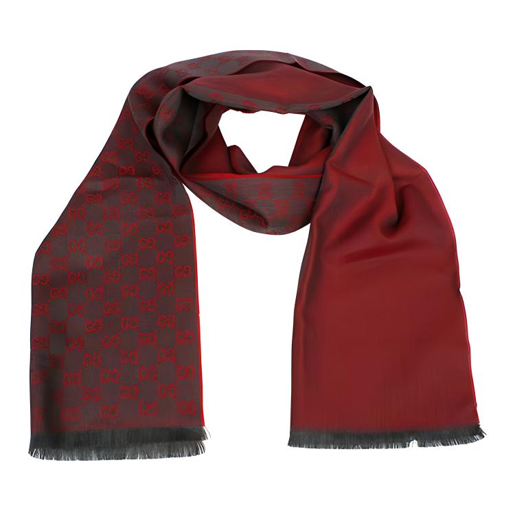 GUCCI Burgundy Wool Knit Scarf Unisex情侣同款 344994-4G200-1174
