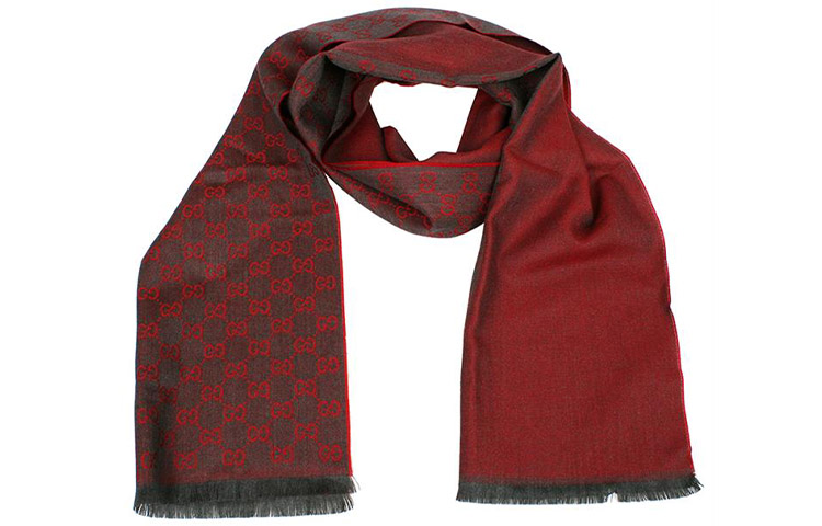 GUCCI Burgundy Wool Knit Scarf Unisex情侣同款 344994-4G200-1174 圖 2