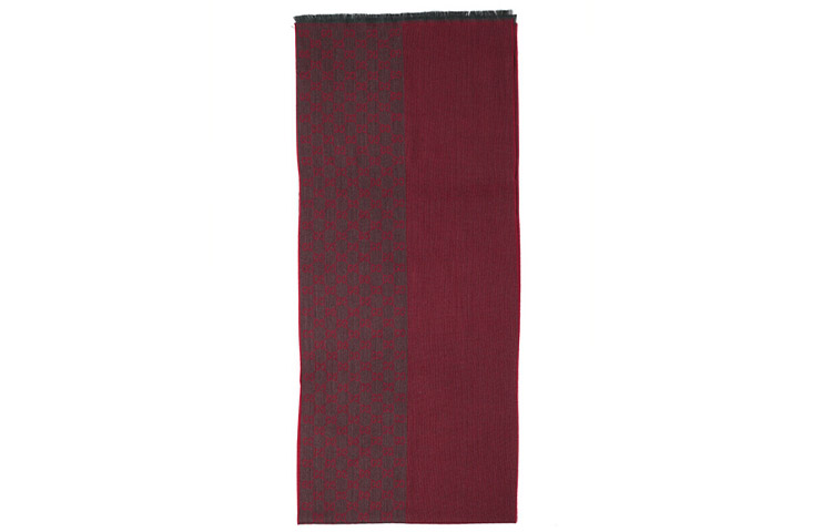 GUCCI Burgundy Wool Knit Scarf Unisex情侣同款 344994-4G200-1174 圖 3