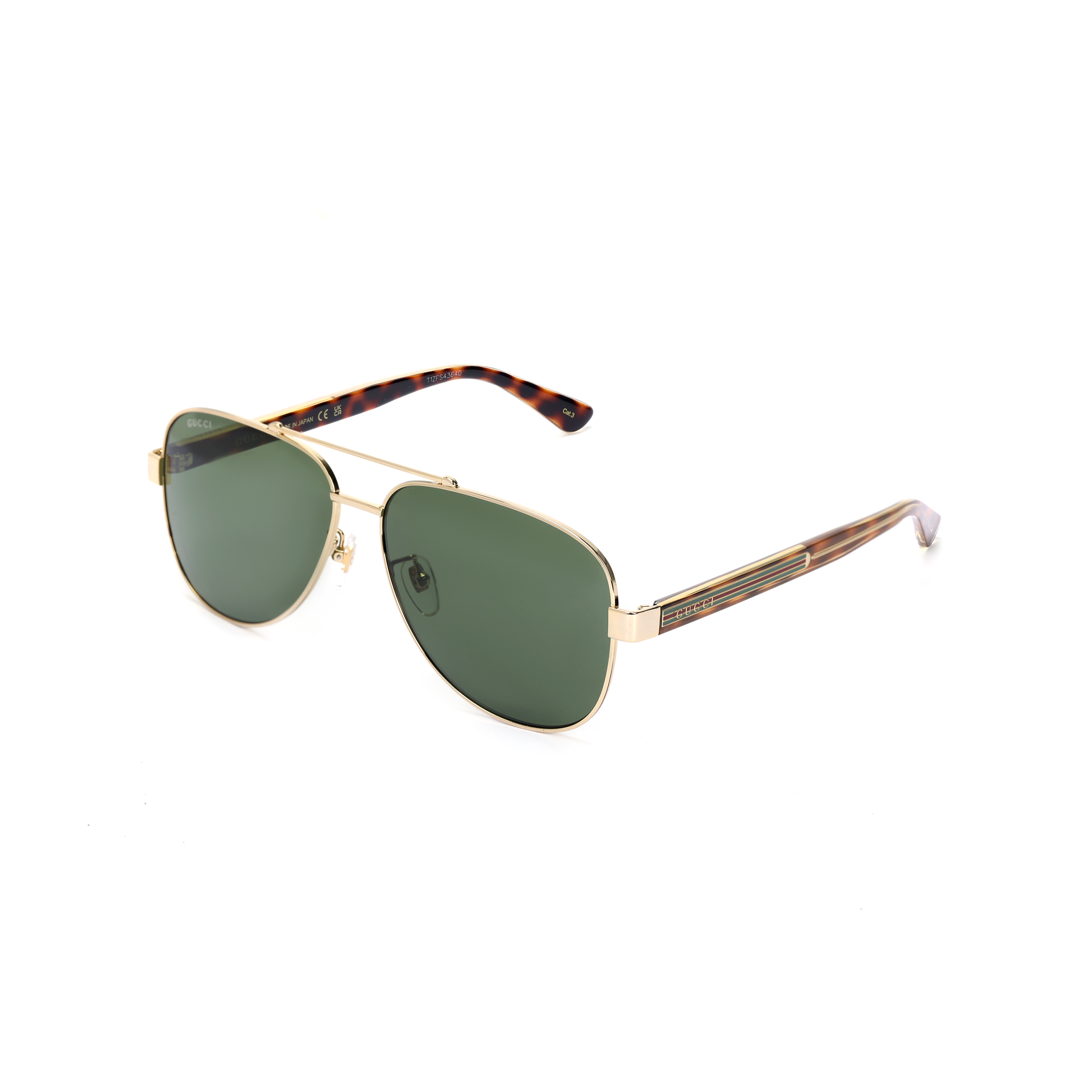 GUCCI Butterfly Gold Frame Sunglasses with Green Lenses GG0528S-004+G0528S-009