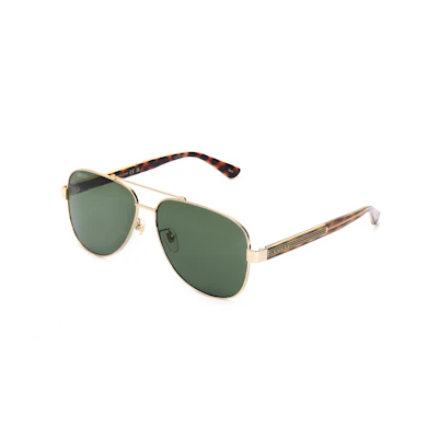 GUCCI Butterfly Gold Frame Sunglasses with Green Lenses GG0528S-004+G0528S-009