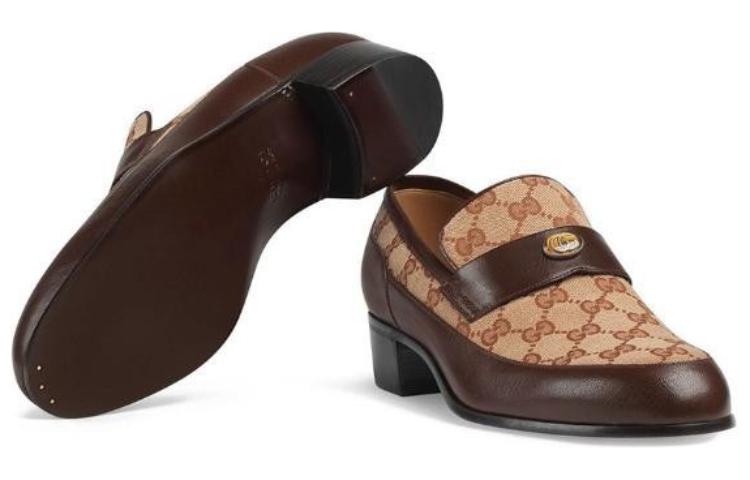 Shop Gucci Canvas Gedrukte Loafers ''Donkerbruin'' 532405-0G060-2270
