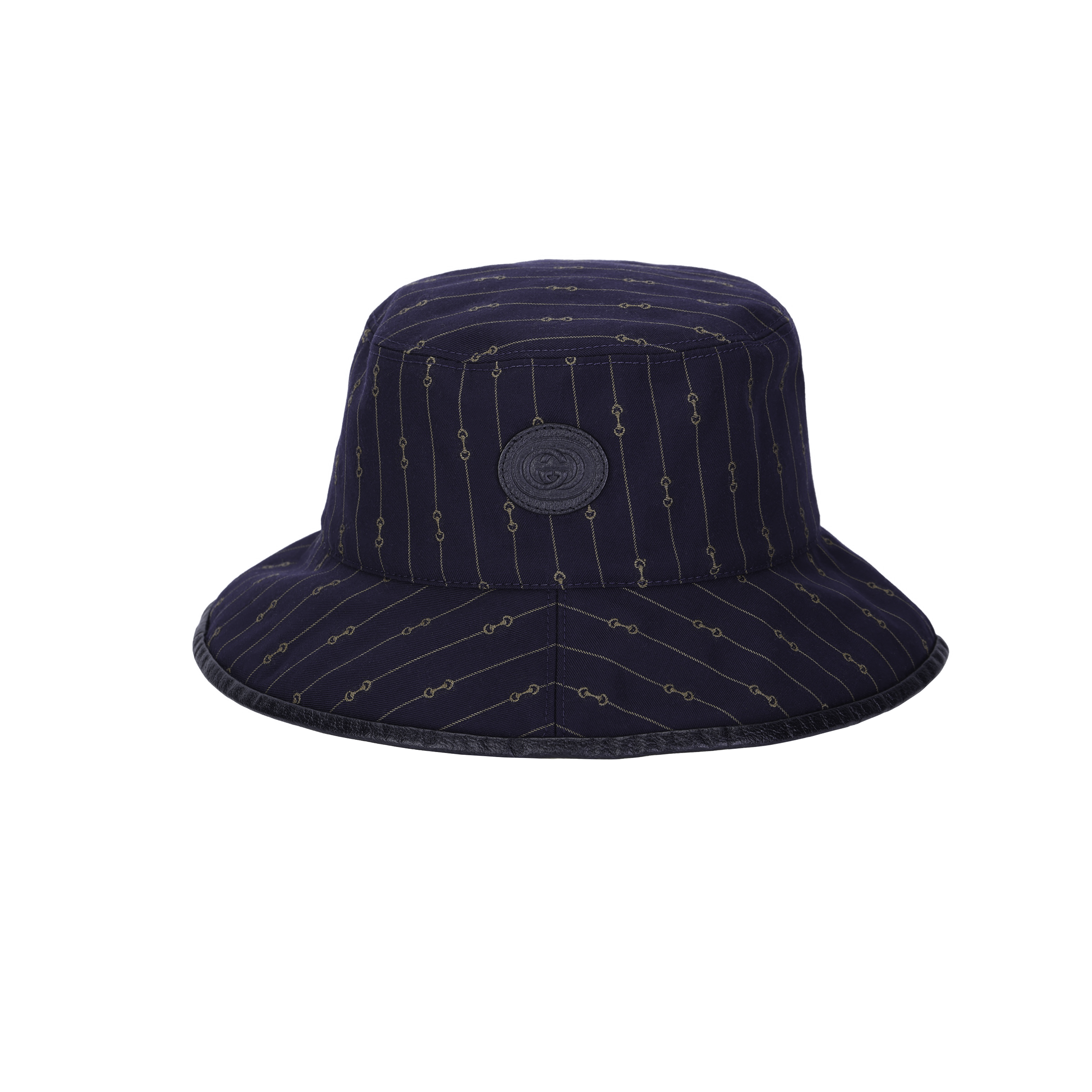 GUCCI Canvas Striped & Monogram Reversible Bucket Hat Unisex Blue/Beige. 7008514HAOU4068