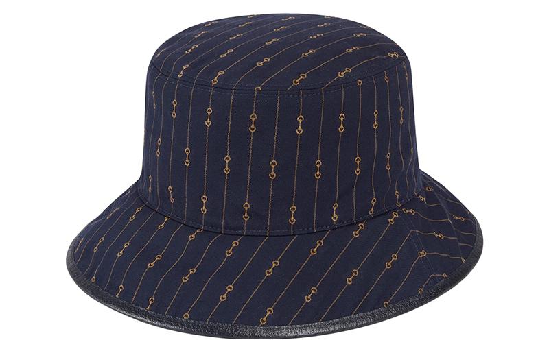 Lookbook GUCCI Canvas Striped & Monogram Reversible Bucket Hat Unisex Blue/Beige. 7008514HAOU4068