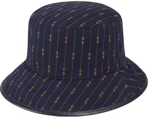 GUCCI Canvas Striped & Monogram Reversible Bucket Hat Unisex Blue/Beige. 7008514HAOU4068 Lookbook GUCCI Canvas Striped & Monogram Reversible Bucket Hat Unisex Blue/Beige. 7008514HAOU4068