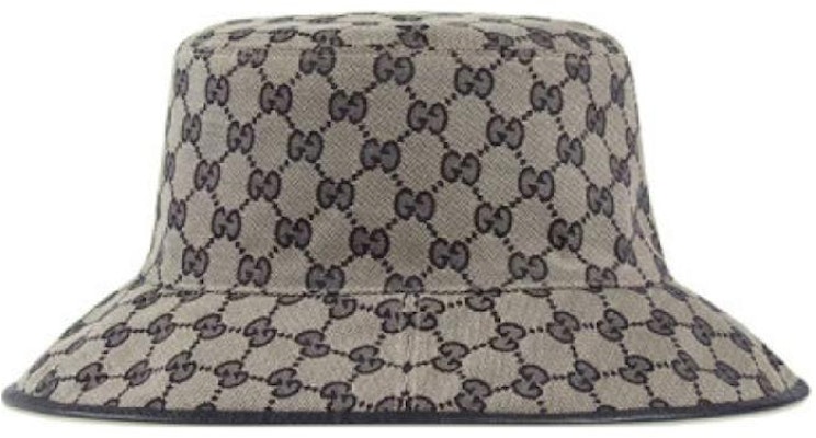 GUCCI Canvas Striped & Monogram Reversible Bucket Hat Unisex Blue/Beige. 7008514HAOU4068 Details for GUCCI Canvas Striped & Monogram Reversible Bucket Hat Unisex Blue/Beige. 7008514HAOU4068