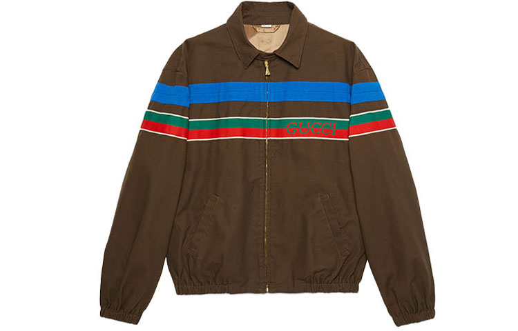 Gucci Caramel Striped Zip-Up Long-Sleeve Jacket 623938-XDBA6-2002