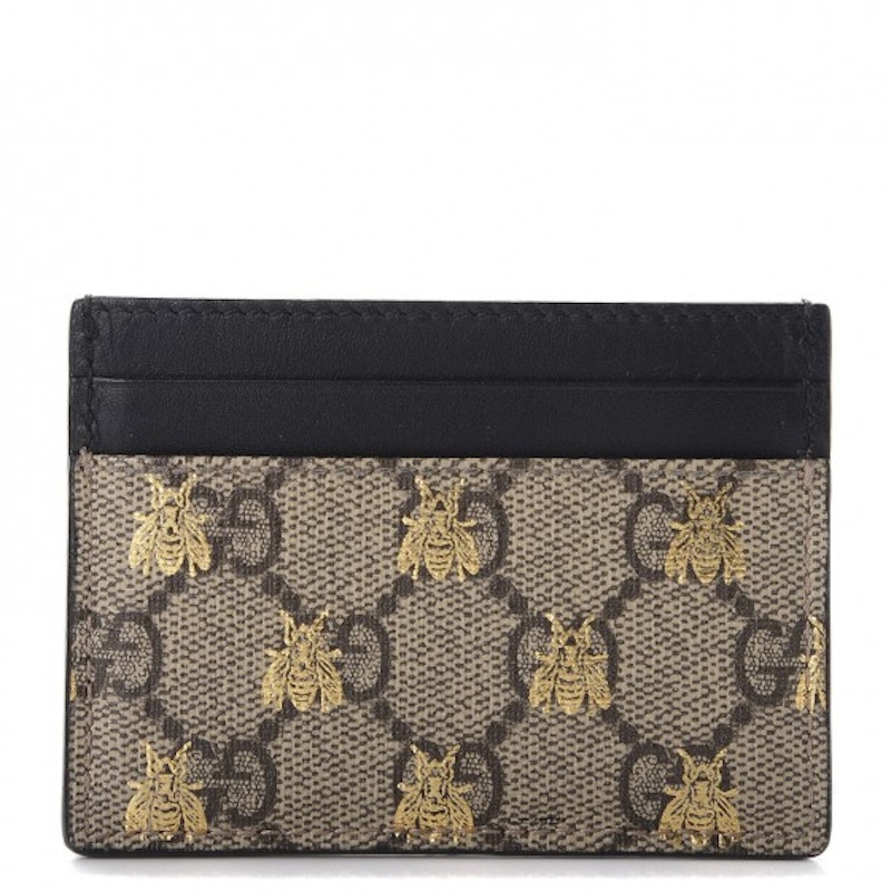 Gucci Card Case GG Supreme Bee Print Beige