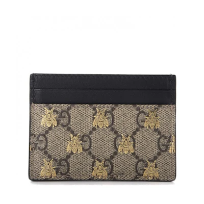 Gucci Card Case GG Supreme Bee Print Beige