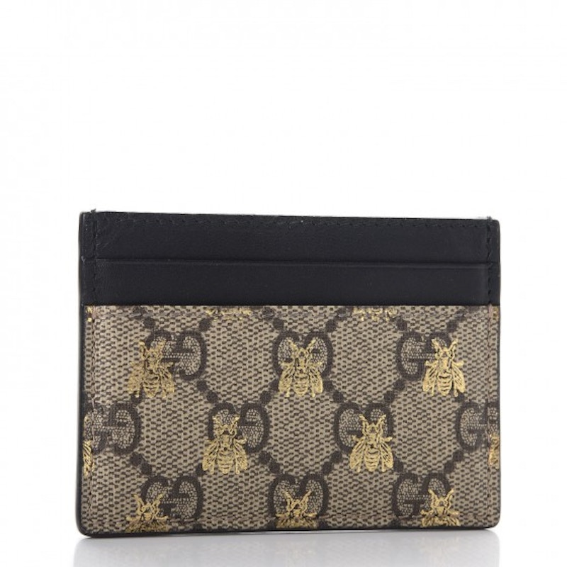 Order Dompet Kartu Gucci GG Supreme Motif Lebah Beige