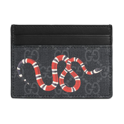 Gucci Card Case GG Supreme Kingsnake Print Black/Grey