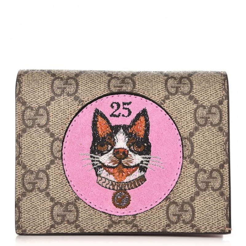 Gucci Card Case Wallet GG Supreme Bosco Patch Red Lining