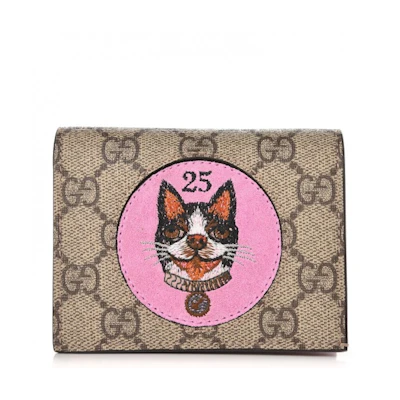 Gucci Card Case Wallet GG Supreme Bosco Patch Red Lining