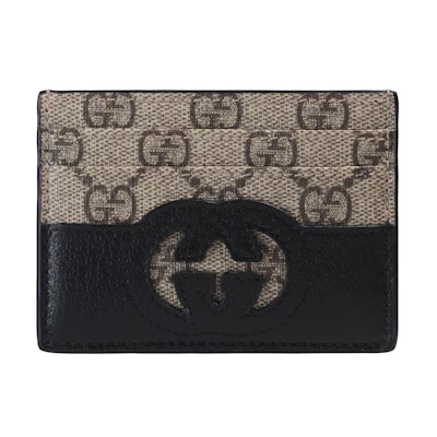 Gucci Card Case with Cut-Out Interlocking G Beige/Ebony