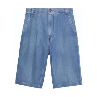Gucci Cartoon Logo Embroidered Blue Denim Shorts for Men 660486-XDB07-4452