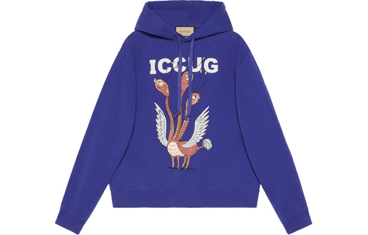 Gucci Cartoon Print Drawstring Hoodie Blue - Long Sleeve 646953-XJDJT-4120