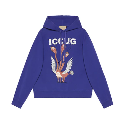 Gucci Cartoon Print Drawstring Hoodie Blue - Long Sleeve 646953-XJDJT-4120