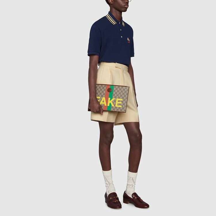 GUCCI Cat Patch Polo Shirt with Striped Trim Blue Fashion 636403-XJCXW-4535 圖 3