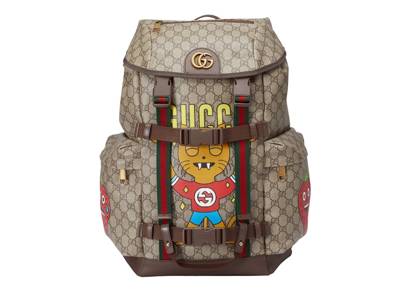 Buy 구찌 고양이 GG 수프림 백팩 (베이지/에보니)

