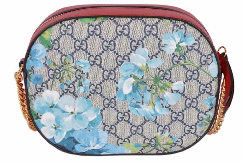Gucci Chain Crossbody GG Supreme Blooms Chain Strap Small Blue/Red 圖 2