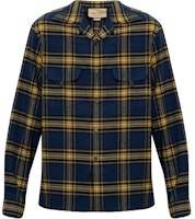 Gucci Check Detail Single-Breasted Long-Sleeve Shirt Blue for Men 705345-ZAJXS-4009 Gucci Check Detail Single-Breasted Long-Sleeve Shirt Blue for Men 705345-ZAJXS-4009
