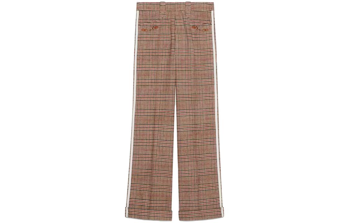 Gucci Check Print Straight-Leg Casual Pants for Men Light Brown 696656-Z8A38-9037