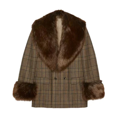Gucci Check Wool Double-Breasted Casual Jacket 720624-ZAK56-2333