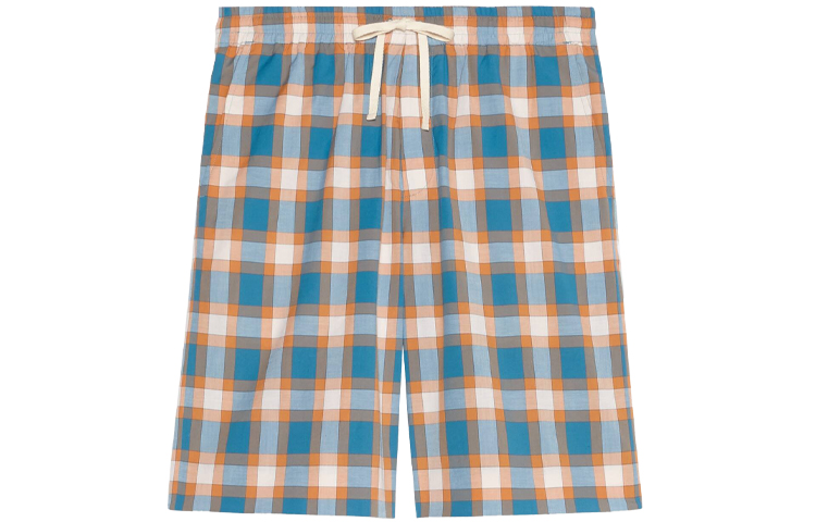 Gucci Checkered Drawstring Straight-Leg Casual Shorts 654859-ZAGCV-4384