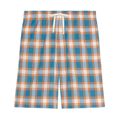 Gucci Checkered Drawstring Straight-Leg Casual Shorts 654859-ZAGCV-4384