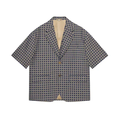 Gucci Checkered V-Neck Short Sleeve Jacket Multicolor () 749796ZAM7E4993