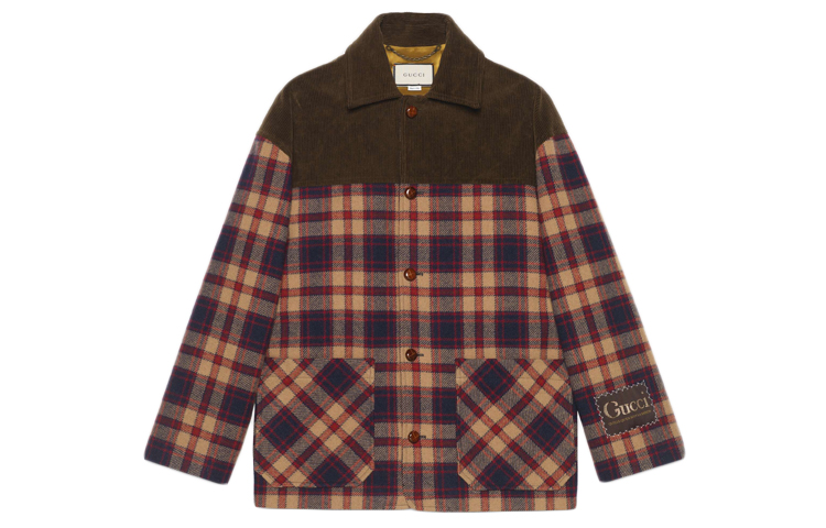 Gucci Checkered Wool and Corduroy Jacket for Men Multicolor Plaid 618881-ZAENU-9038