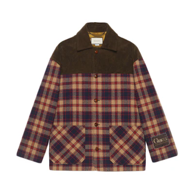Gucci Checkered Wool and Corduroy Jacket for Men Multicolor Plaid 618881-ZAENU-9038