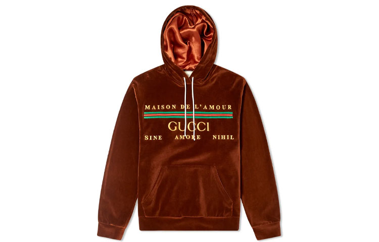 Gucci Chenille Embroidered Drawstring Hoodie Brown () 595530-XJBTC-2073