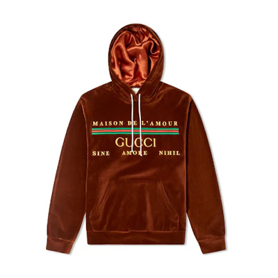 Gucci Chenille Embroidered Drawstring Hoodie Brown () 595530-XJBTC-2073