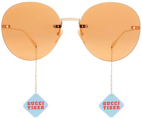 古驰中国吊坠圆形金属太阳镜 金色男女通用款 GG1149S007 Order 古驰中国吊坠圆形金属太阳镜 金色男女通用款 GG1149S007