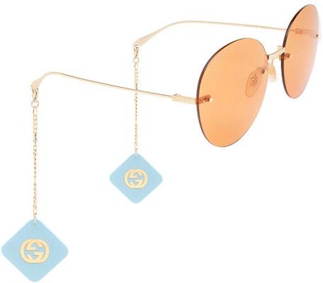 古驰中国吊坠圆形金属太阳镜 金色男女通用款 GG1149S007 Lookbook 古驰中国吊坠圆形金属太阳镜 金色男女通用款 GG1149S007
